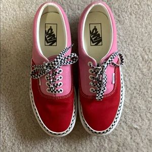 Lightly worn pink and red Vans